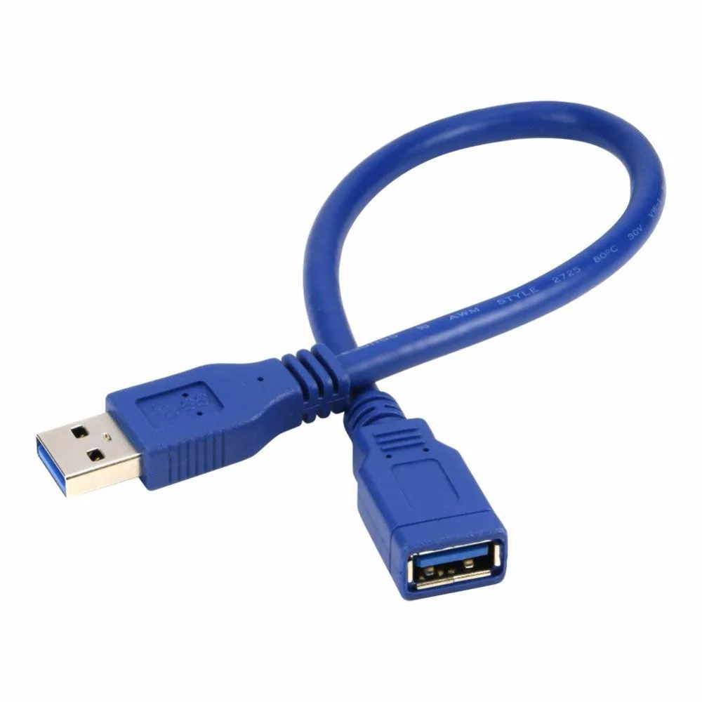 2 шт./лот короткий Удлинительный Кабель USB 3 0 Type A штырь гнездо синий 50 см|Кабели для