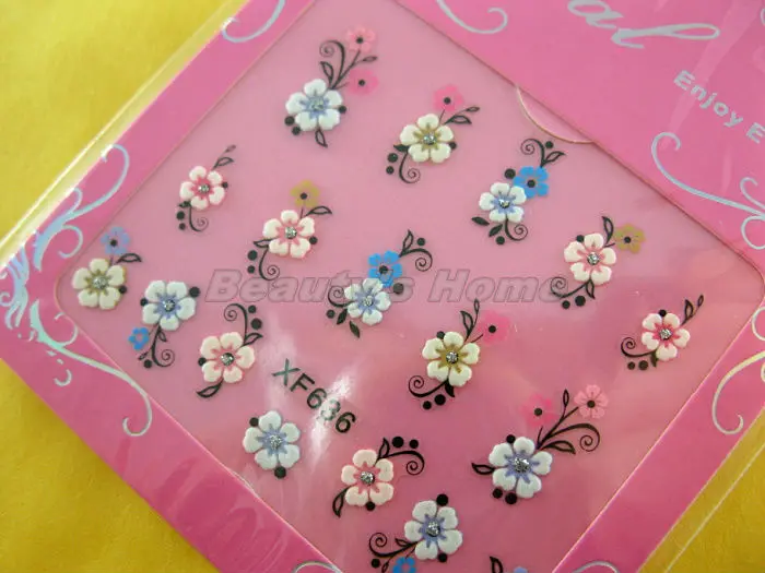 5 in 1 nail designs adhesive 3D Nail Stickers decals Art Decoration different pattern Free shipping #1563 | Красота и здоровье
