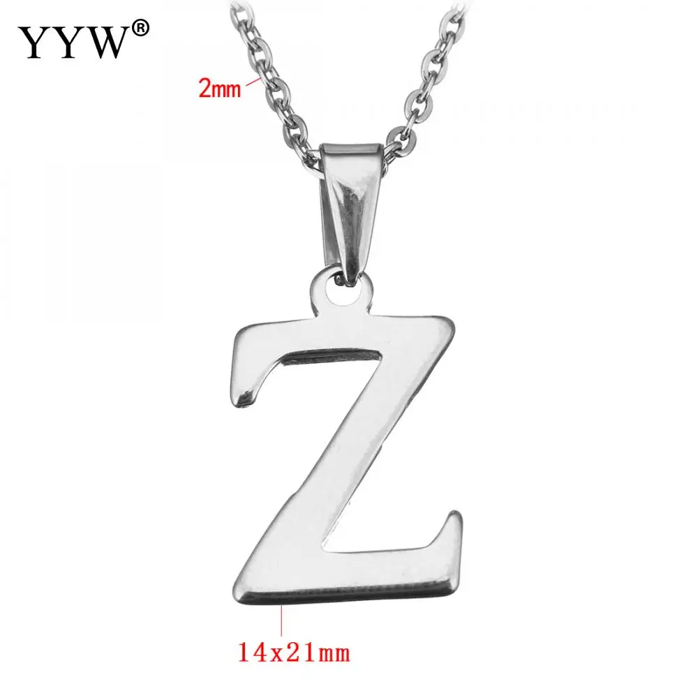 letter z Новинка, модные ожерелья с подвесками в виде букв от A до Z, колье из нержавеющей стали, женское/Мужское ювелирное изделие, мужское ожерелье - Окраска металла: letter z