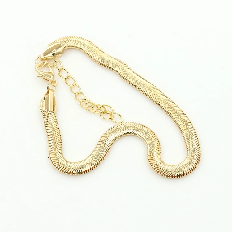 Модная металлическая плоская цепочка под змеиную кожу браслет на ногу для женщин