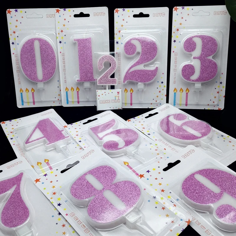 Большая розовая блестящая цифровая свеча конфета принцессы исповедь 520