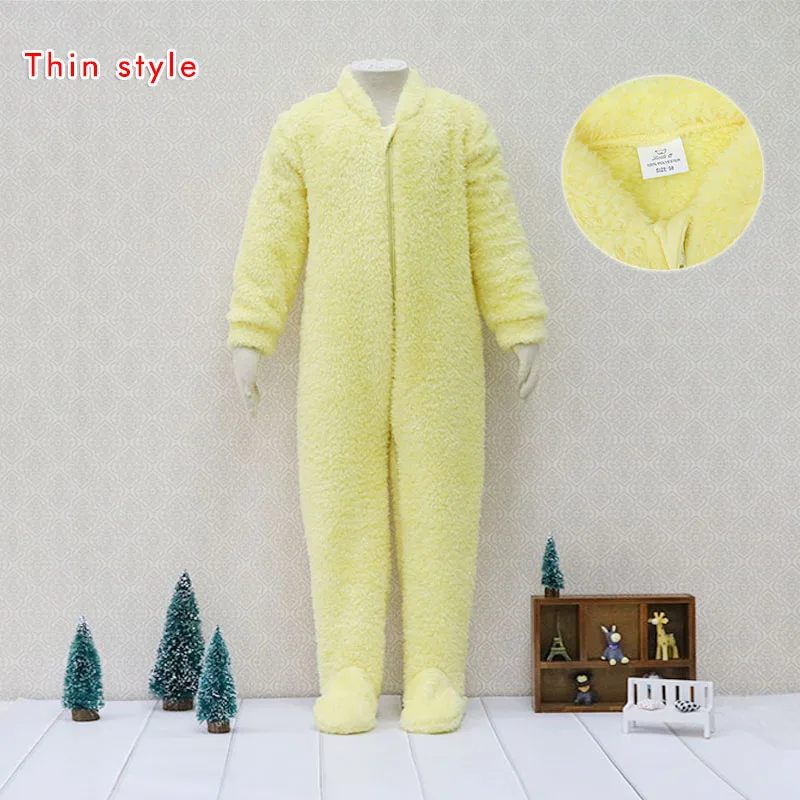 Thin style-yellow Двусторонний фланелевый комбинезон; детские пижамы; детская теплая одежда на молнии для маленьких мальчиков; Рождественская одежда - Цвет: Thin style-yellow