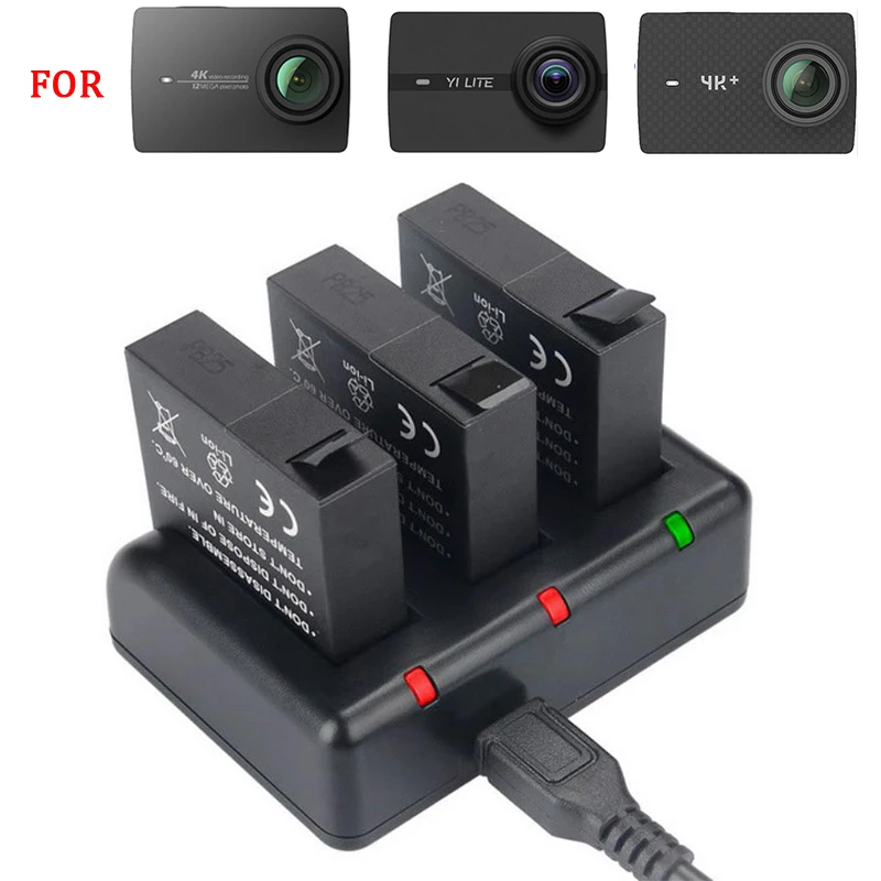 Для Xiaomi Yi 4K 4k+ Xiaoyi 4K Lite Аккумулятор 1000Mah аккумулятор с зарядным устройством для Xiaoyi Yi 4K 2 комплект аксессуаров для экшн-камеры