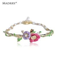 madrry flower shape bracelets bangles for women enamel simulated pearl lobster clasp jewelry bracelets party daily accessories