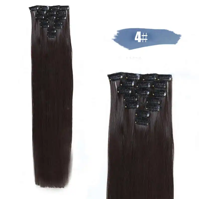 Cateleya 24 ''длинные прямые волосы для наращивания 7 шт./компл. 16 клипов в тёмный