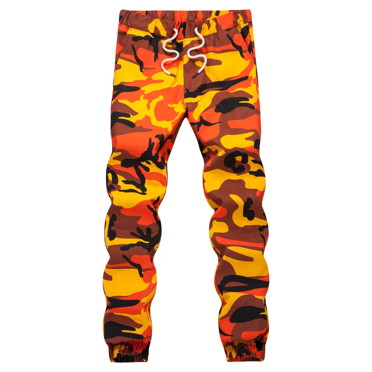 Pantalones de chándal de camuflaje naranja para hombre, ropa informal de Hip Hop, militar, táctico, con bolsillos, de algodón, 2022