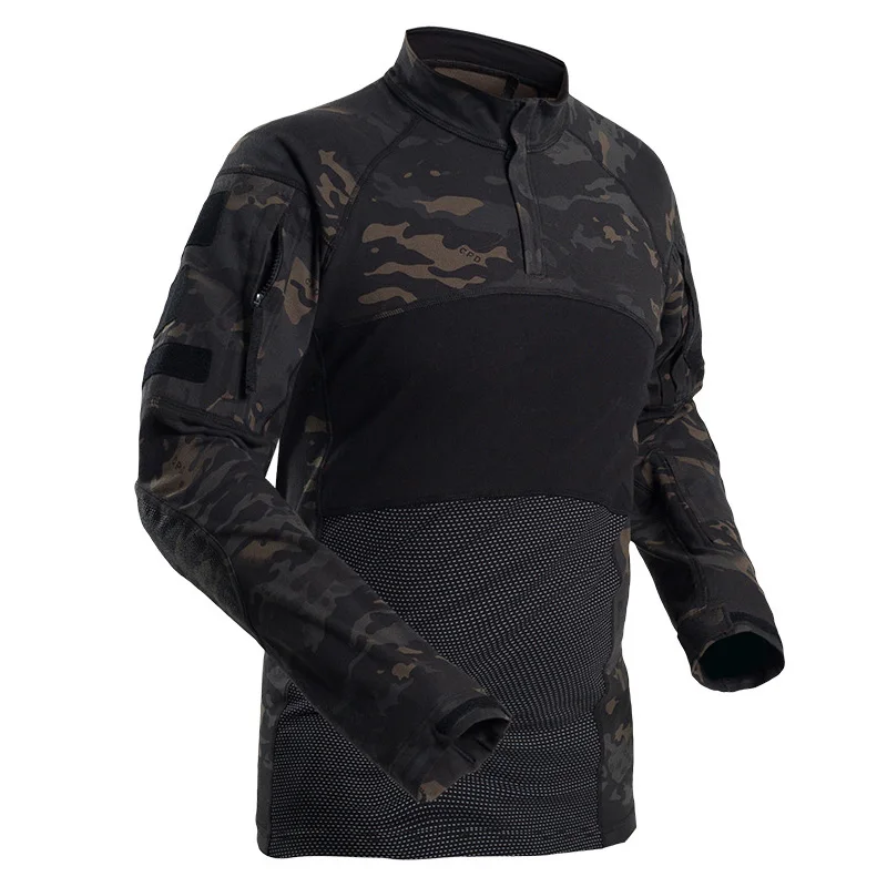 Black CP Refire gear Военная тактическая рубашка мужская камуфляжная армейская футболка с длинным рукавом Мультикам хлопковая боевая рубашка камуфляжная Пейнтбольная футболка - Цвет: Black CP