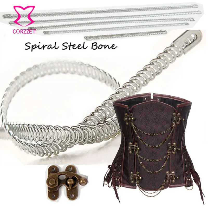 Винтажный Коричневый корсет с косточками и из парчовой стали одежда в стиле