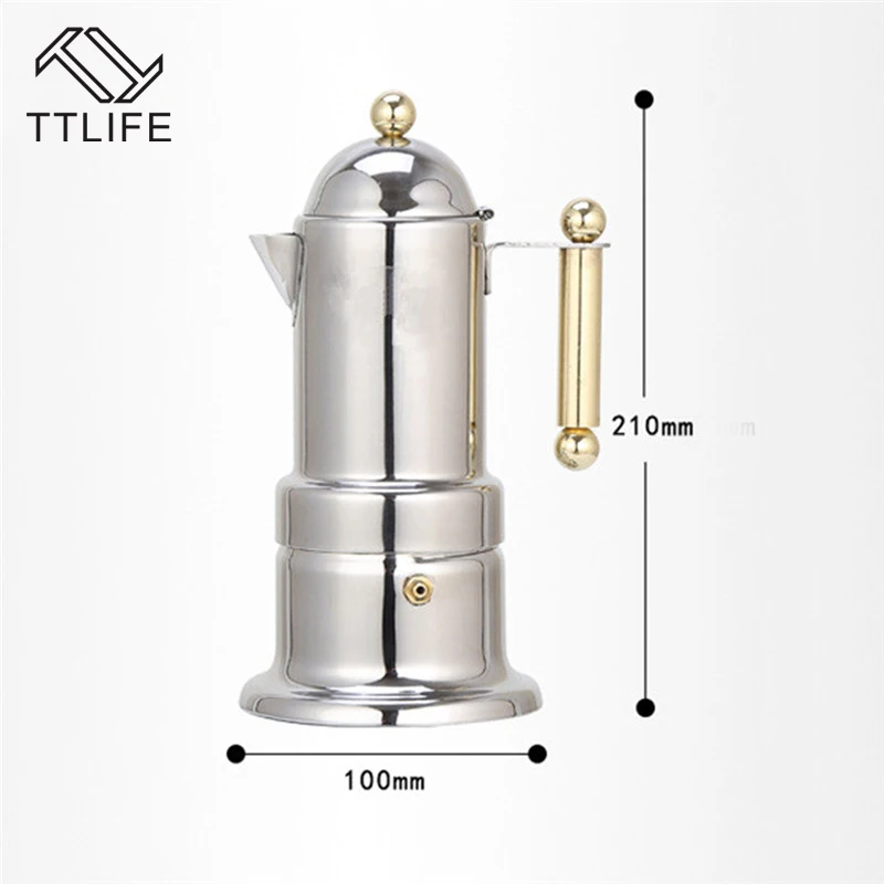 

TTLIFE Percolator Stove Top Coffee Maker Mocha Pot New Style 304 Stainless Steel Espresso Latte Classical Silver 2018 New