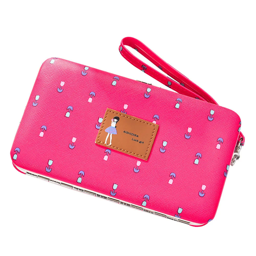 PHAMOZ роскошные длинные деньги кожаный телефон большой аниме девушки клатч для