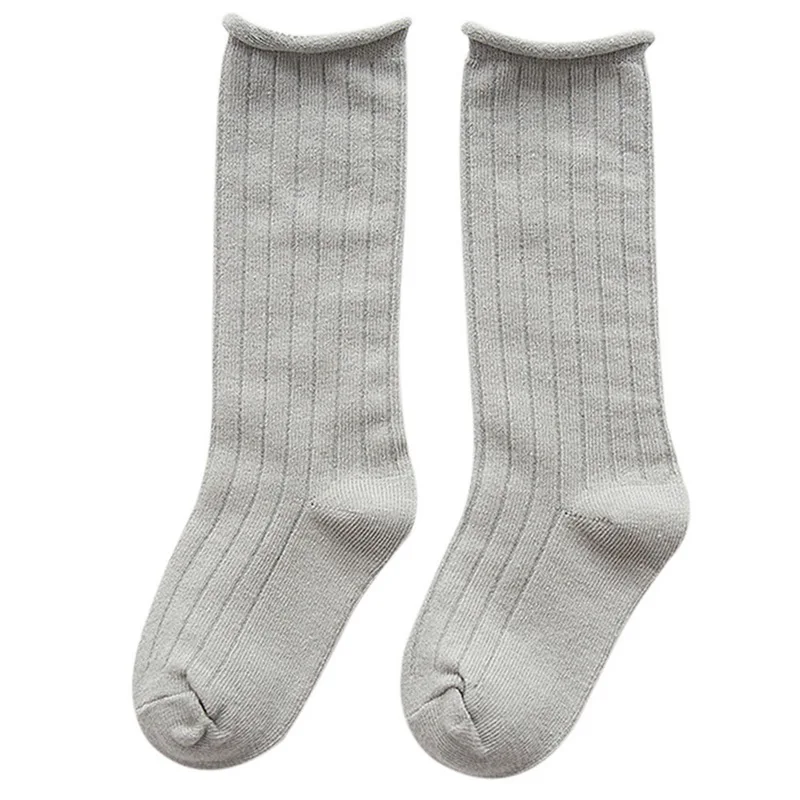 Gray 1 Однотонные детские гольфы детские хлопковые красивые теплые носки ярких цветов Детская одежда для мальчиков и девочек от 0 до 10 лет - Цвет: Gray 1