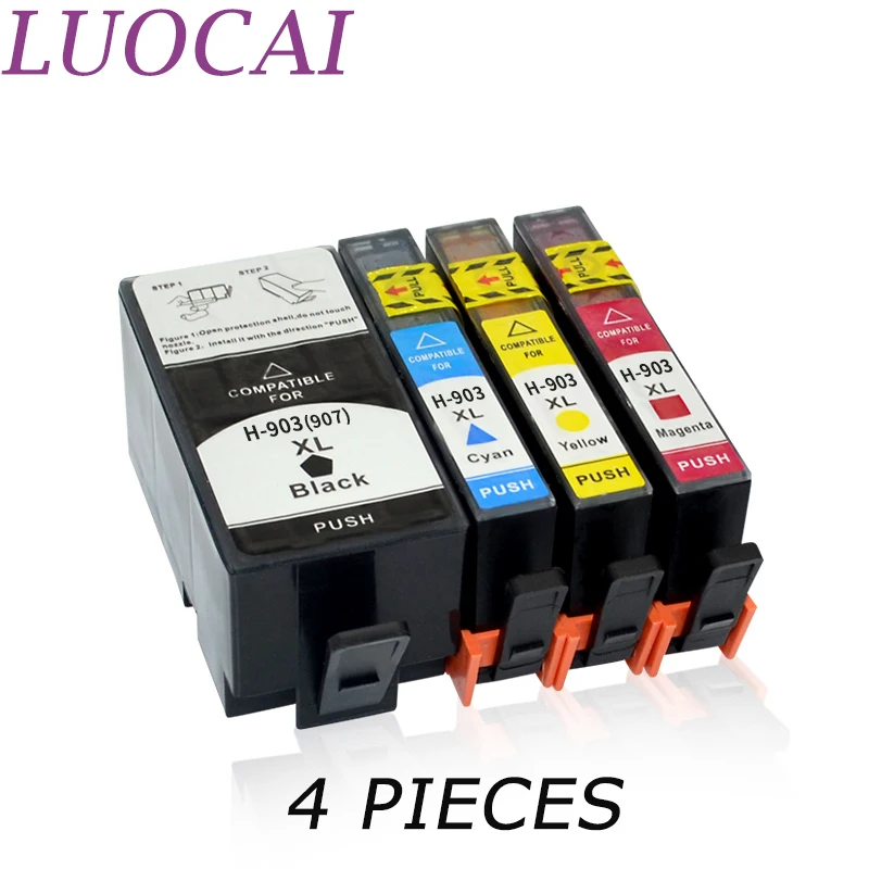 LuoCai 4 шт. чернильные картриджи совместимые с hp 903XL 903 907 xl OfficeJet Pro 6950 6960 6970 все в