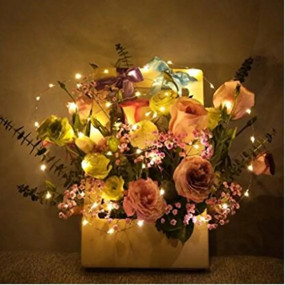 Светодиодная гирлянда 2 м водонепроницаемая медная проволока на батарейках