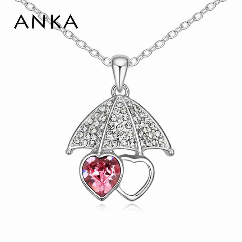 

ANKA New Umbrella Double Heart Crystal Necklace Promotion Trendy Jewelry Main Stone Crystals from Austria #103402