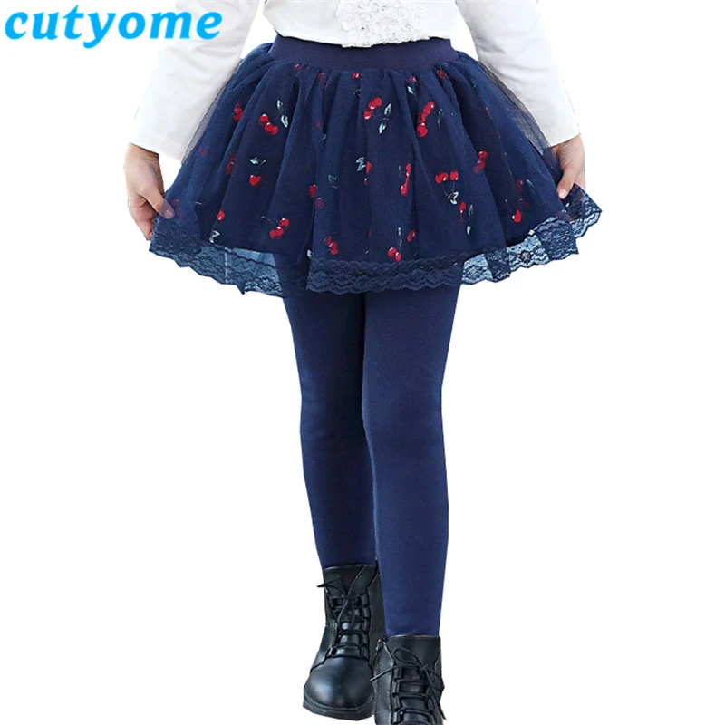 Cutyome/Леггинсы для девочек-подростков с юбкой детские осенние обтягивающие штаны однотонная хлопковая юбка-брюки леггинсы для маленьких детей 8, 10, 12, 14