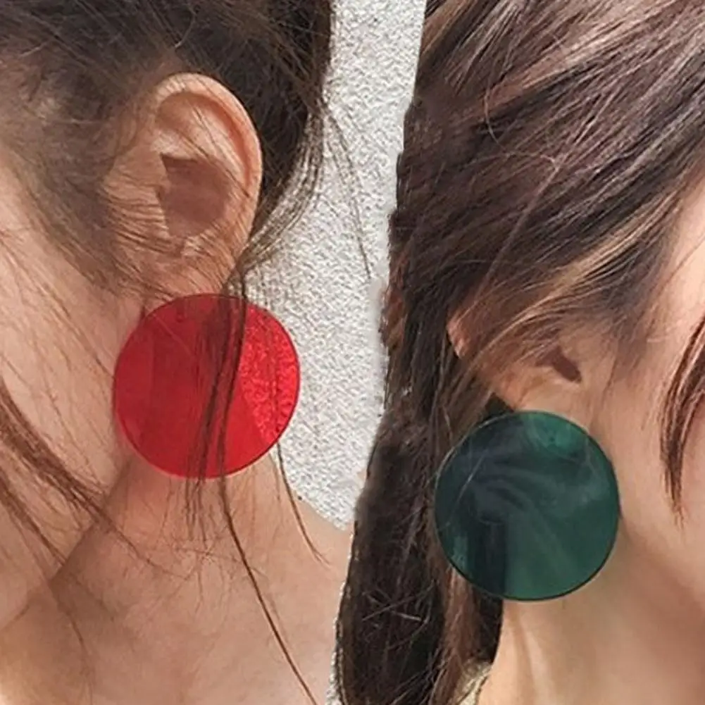 Модные женские модные прозрачные круглые серьги гвоздики Акриловый Витринный