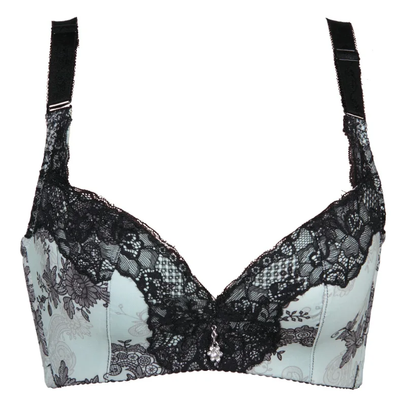 Сексуальные Женщины Бюстгальтер Глубокий V Push Up Кружева 3/4 Кубка печати Дышащий