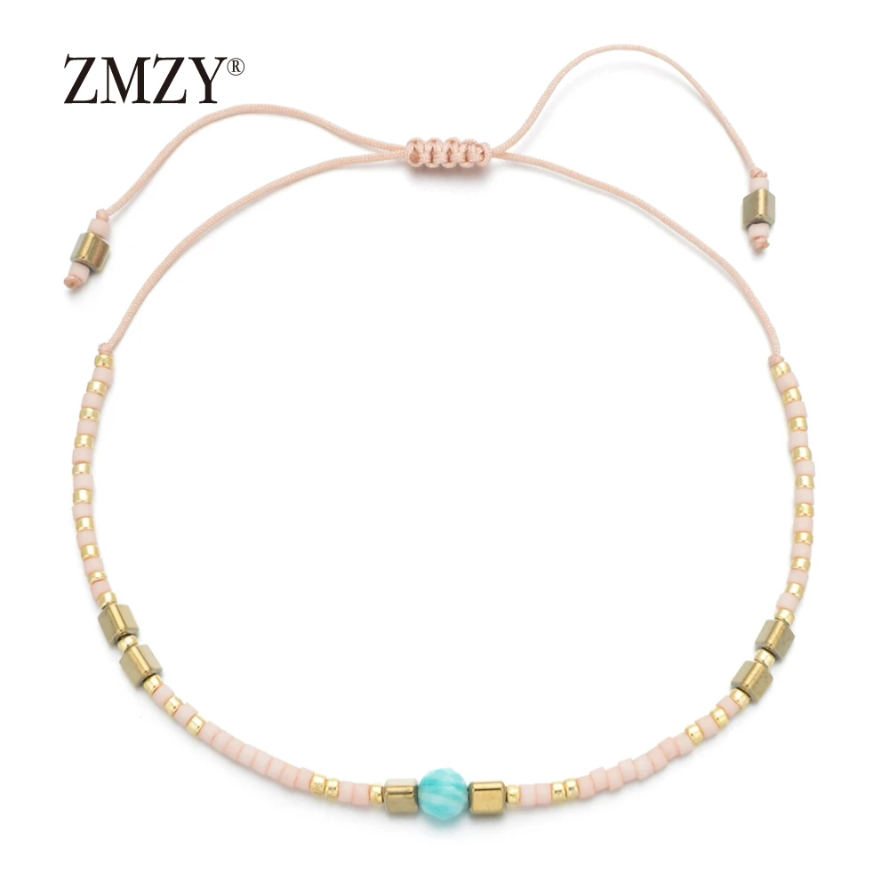 ZMZY Boho Тонкий каменный браслет Миюки деликатный женский с шармами ювелирные