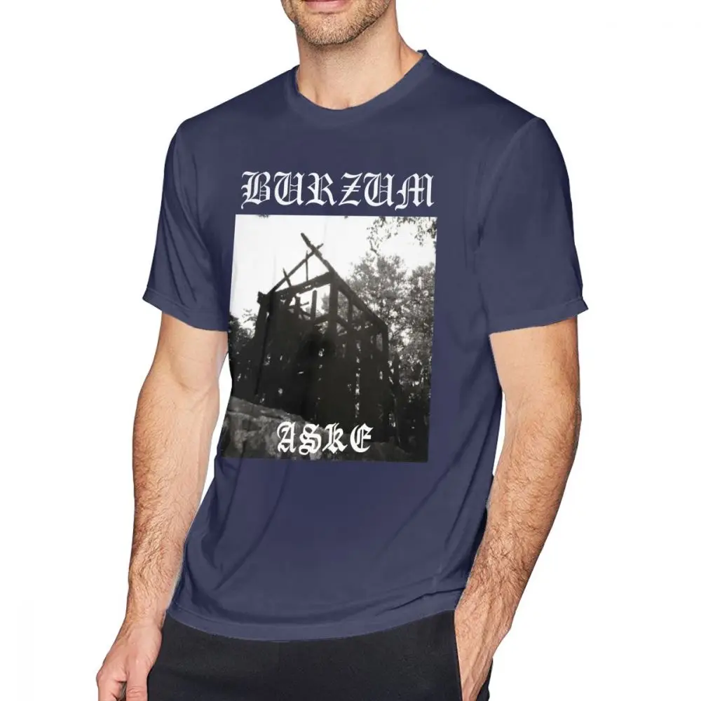 Burzum футболка Burzum Aske Футболка мужская короткий рукав Футболка Забавный принт пляж 100 хлопок Большие размеры футболка - Цвет: Navy Blue