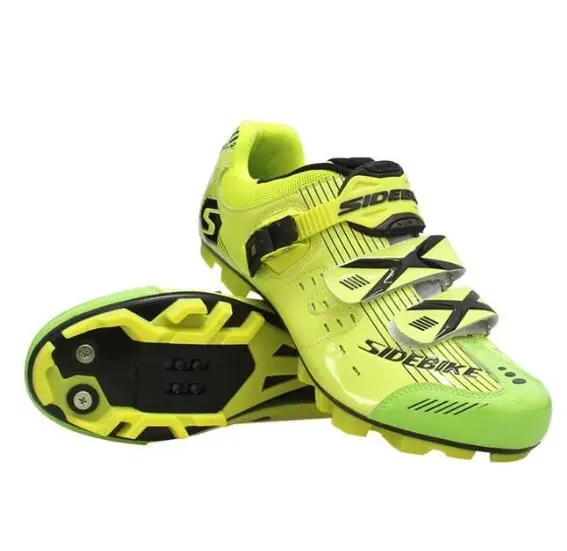 yellow green SIDEBIKE MTB man/Женская Прямая Фабрика профессиональный замок для горного велосипеда нескользящая обувь дышащие дешевые велосипедные ботинки - Цвет: yellow green