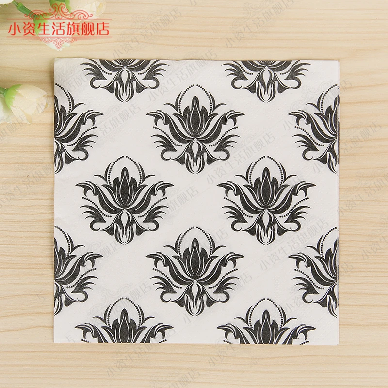 20 салфеток для серые черные золотые салфетки с цветочным узором декоративные