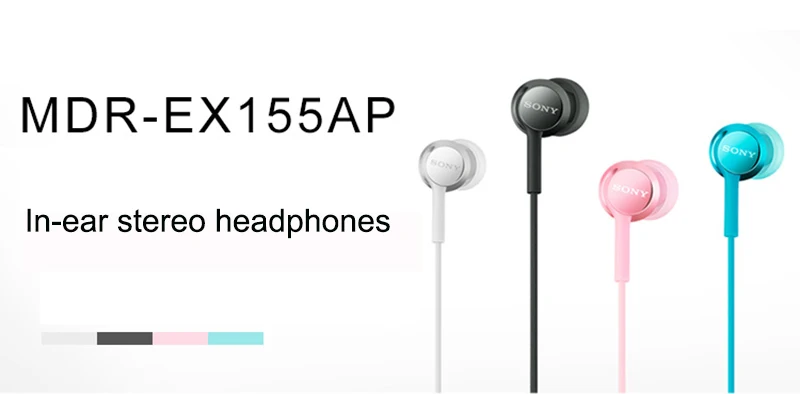 Оригинальные наушники sony MDR-EX155AP в ухо, четыре цвета, стерео, универсальный сабвуфер, кабель управления, с пшеничным вызовом для huawei