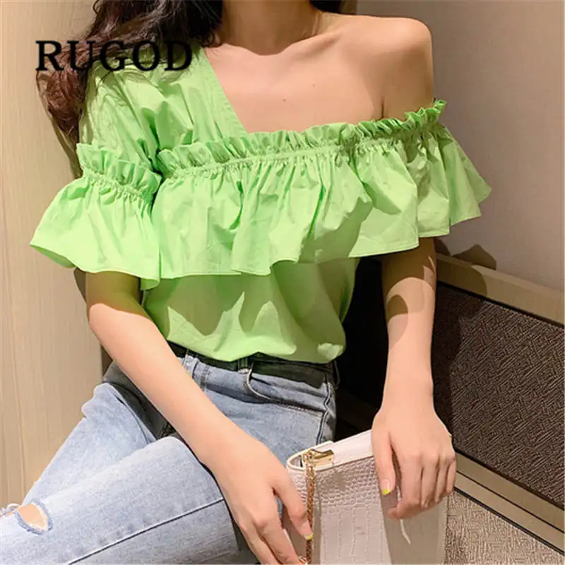 Новое поступление 2019 Женские топы и блузки RUGOD с открытыми плечами женская блузка
