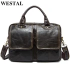 Сумка WESTAL Мужская, кожаная, для ноутбука 14 дюймов, деловая, 8002