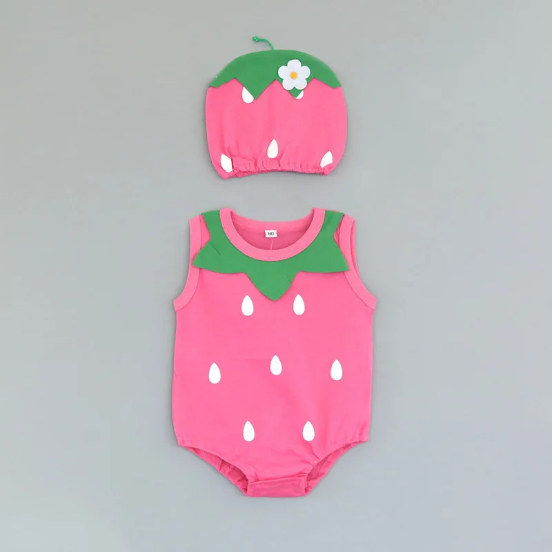 

2021 Summer Lovely Newborn Baby Romper+Hat 2pcs Cotton Baby boy Clothes Jumpsuits Toddler Girls Clothing Set 1-9-12 Month