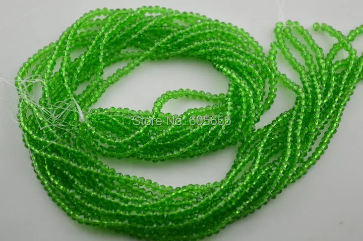 

Green color 4mm Faceted Glass Crystal Rondelle Button Loose Beads