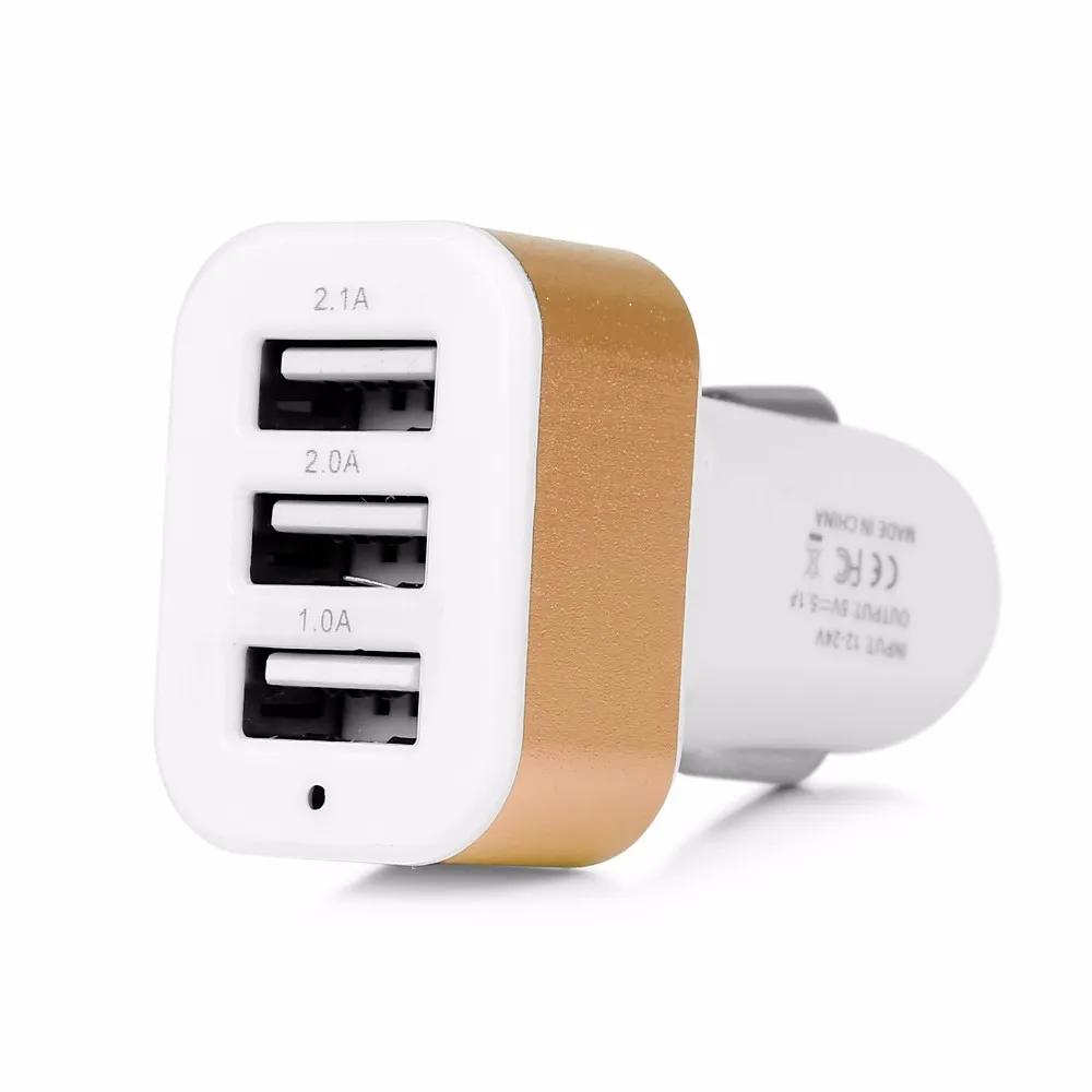 5 цветов 3 USB порт телефон зарядное устройство автомобиль зарядное устройство адаптер 12 В 24 В до 5 В Быстрая зарядка USB 2.1A 2A 1A для автомобиля смартфон, GPS