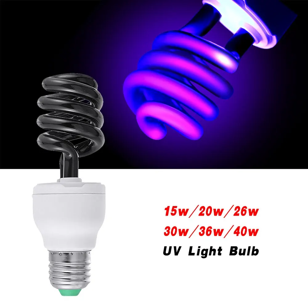 220V E27 15-40 Вт ультрафиолетовая лампа UV светильник лампы CFL светильник лампа Спиральные энергосберегающие черный светильник фиолетовый лампы светильник ing