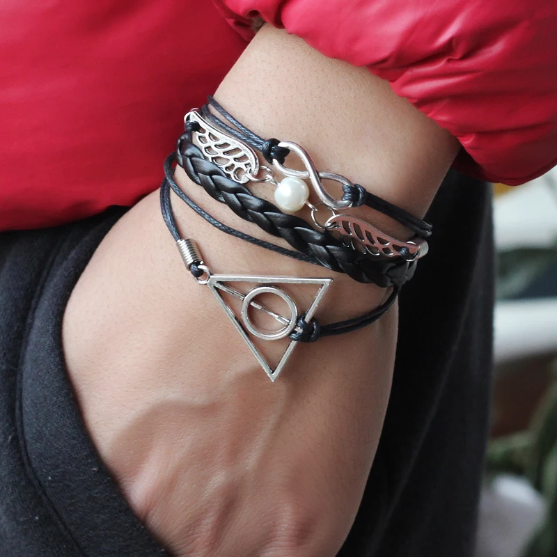 Hot Fashion Simulated Pearl Bracelet Men Women Jewelry Angel wings hand-woven Infinity Series bracelets Birthday/Christmas | Украшения и
