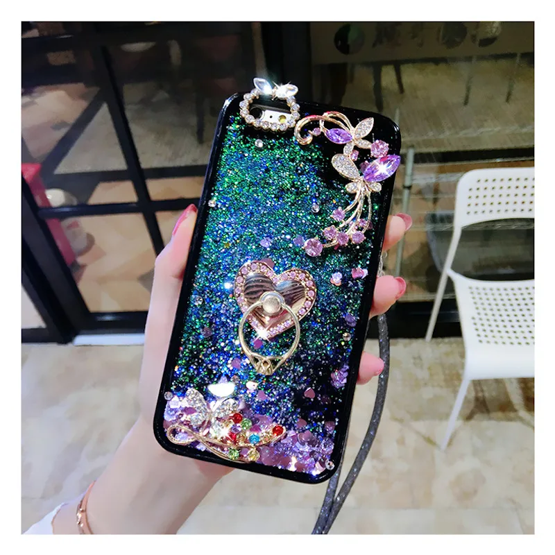 Для iphone XS XR MAX 11 12 mini Pro 6 7 8 плюс с подвесками в виде милых Стразы кольцом подставкой