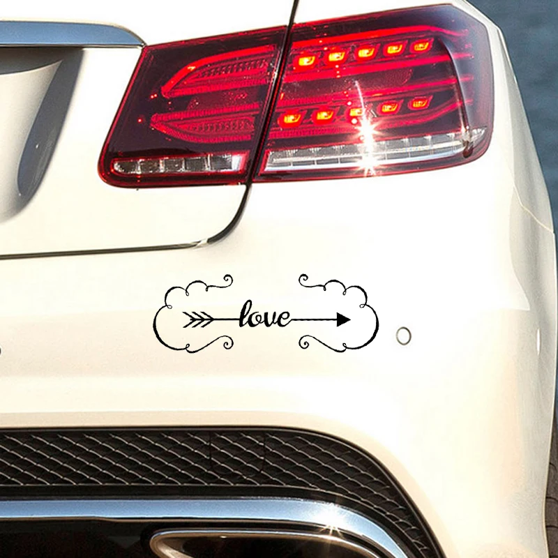 

YJZT 13.4CM*4.7CM Love Arrow Heart Personality Car Sticker Vinyl Decal Black/Silver C10-02000