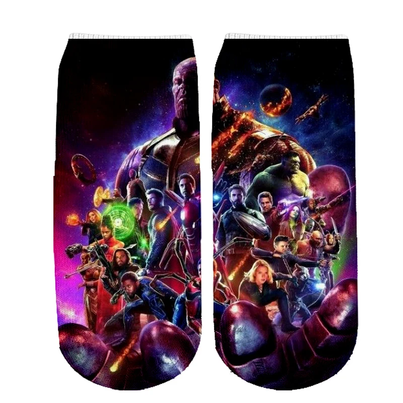 Носки с героями комиксов Marvel, Мстителей, комиксов, героев из мультфильма «Железный Капитан Америка», Теплые повседневные носки до колена с противоскользящей прострочкой