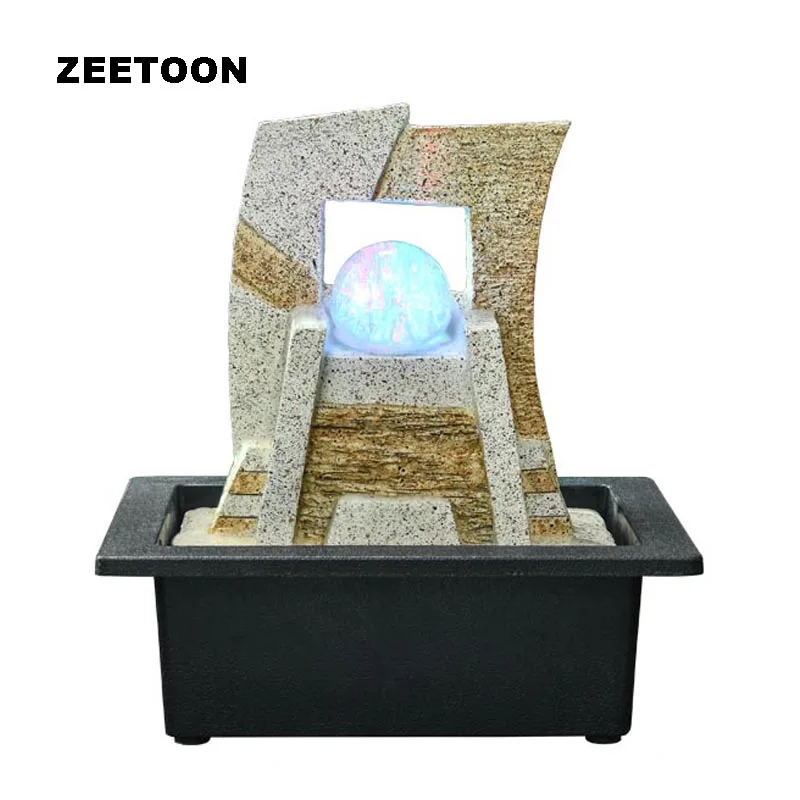 

110-220V LED Mini Water Fountain Air Humidifier Feng Shui Lucky Crystal Ball Vintage Tabletop Ornaments Home Decor Business Gift