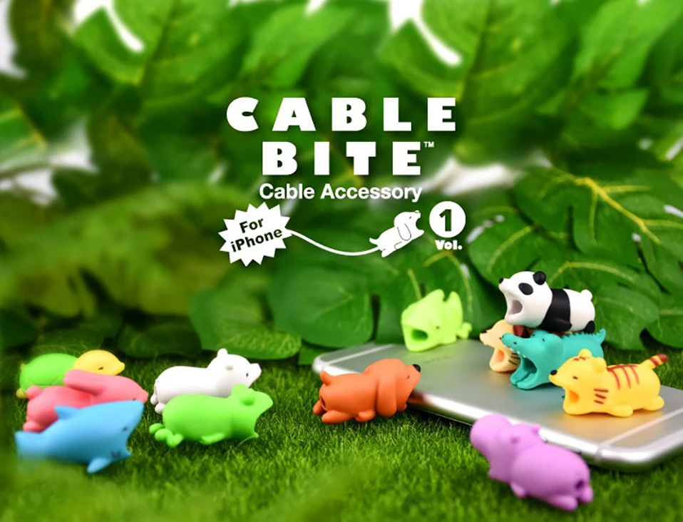 Кабель животное свинья укусы USB зарядное устройство кабель для передачи данных Шнур протектор для iPhone XS MAX 10 8 6 7 Plus 5 5S X XR USB кабель мультфильм Миньоны