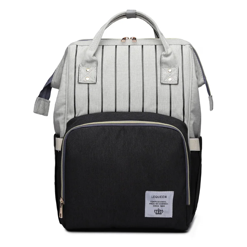 Stripe Black Модная детская сумка для коляски, сумка для подгузников, водонепроницаемые детские сумки для мамы, рюкзак для мамы и папы, подгузники lequeen - Цвет: Stripe Black