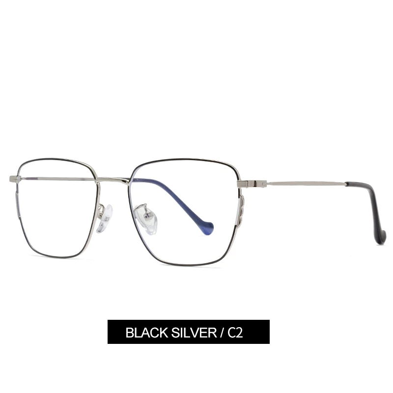 black-silver Очки для компьютера с защитой от синего излучения, прозрачная оправа для очков для мужчин и женщин, прозрачные очки для очков, модные большие размеры - Цвет оправы: black-silver