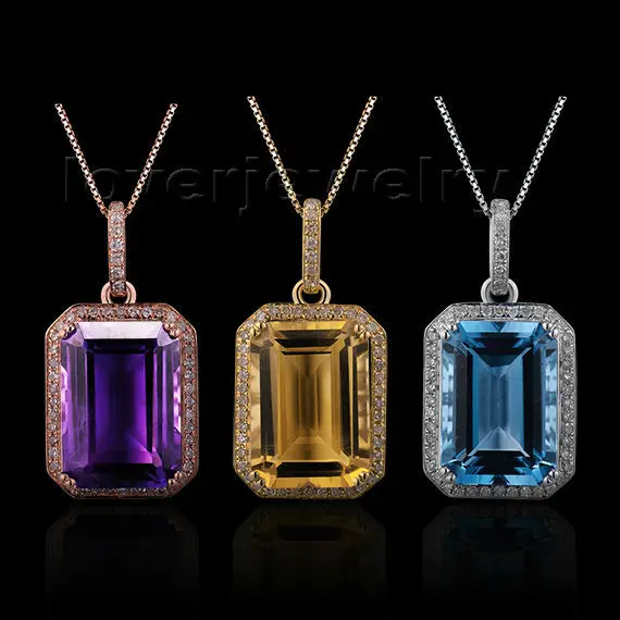 LOVERJEWELRY три вида драгоценных камней винтажная изумрудная огранка 10x14 мм Твердый