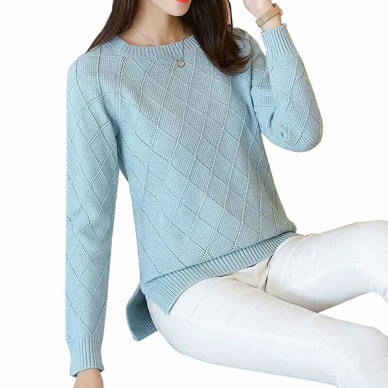 

Свободный женский короткий свитер с круглым вырезом 2017, зимний модный теплый пуловер, удобный мягкий трикотажный пуловер с длинным рукавом ...