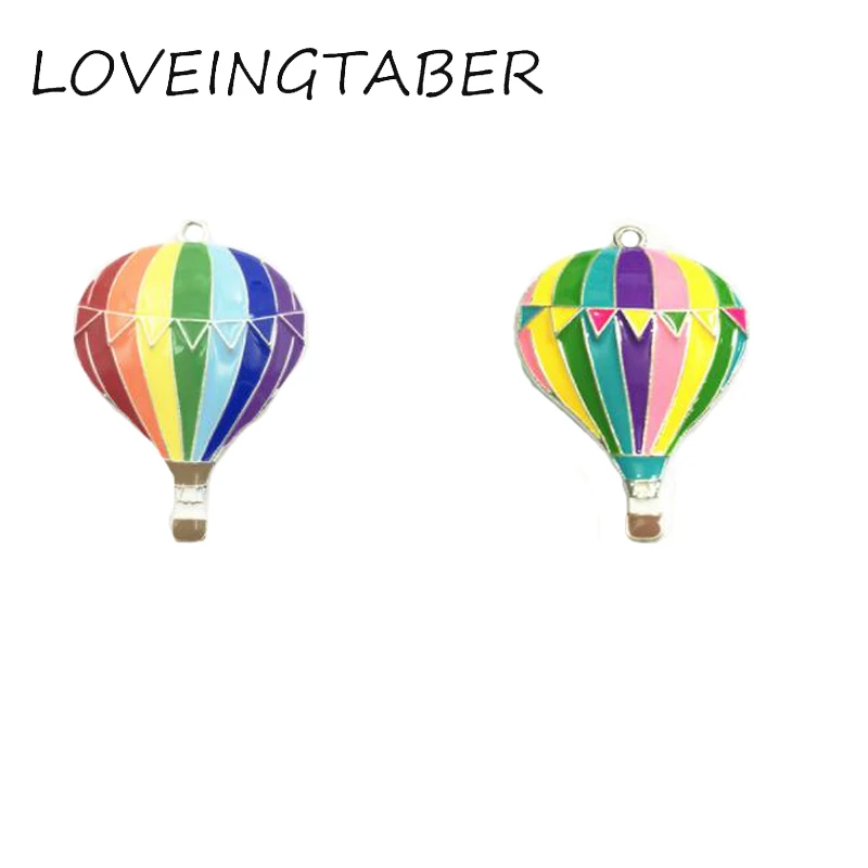 

( Choose Style First ) 46mm*33mm Each Style 10pcs/bag Rainbow Enamel Hot Air Balloon Pendants For Fashion