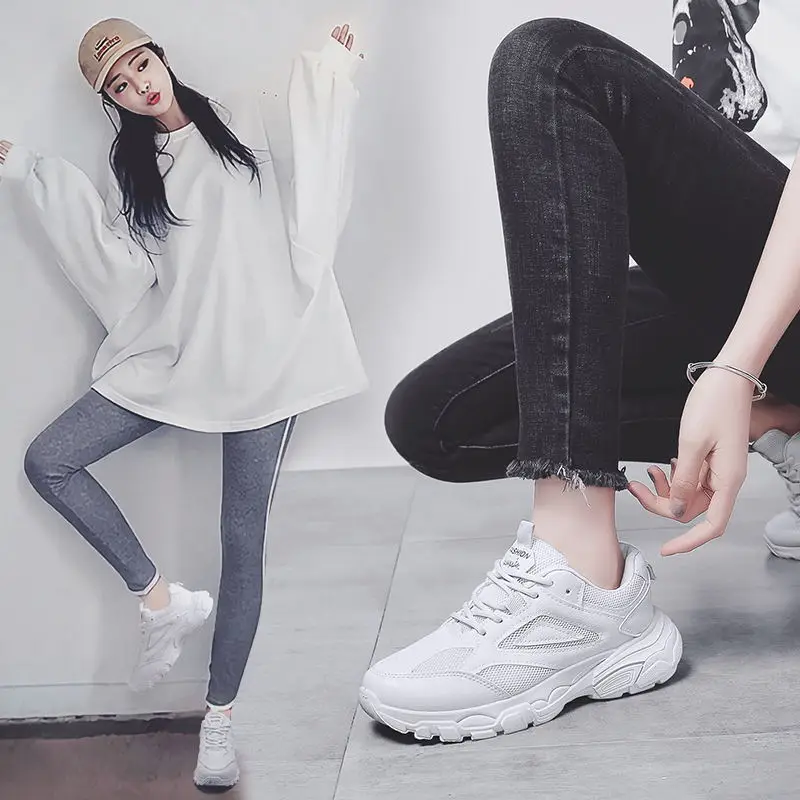

LAISUMK Woman Sneakers Comfortable Autumn New Female Casual Shoes College Student Leisure Shoes Ulzzang Sneakers Dad Shoes