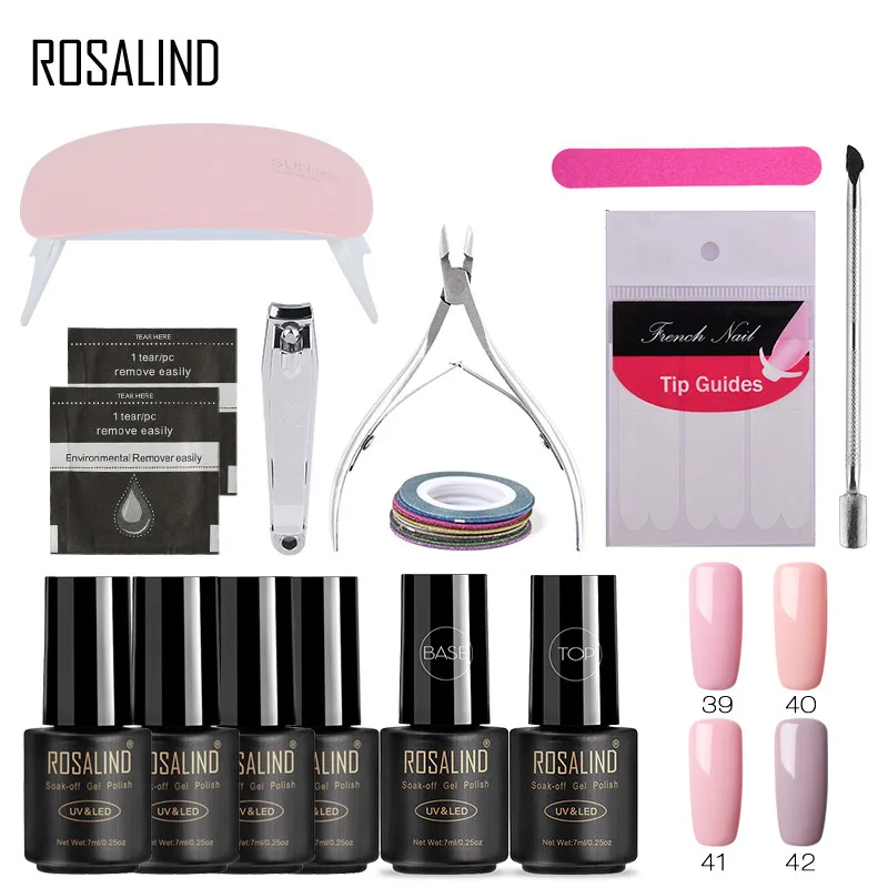 ROSALIND 7 мл набор для маникюра Гибридный Гель-лак для ногтей наборы модные маникюрные инструменты Толкатель для кутикулы впитывающий УФ-гель для ногтей