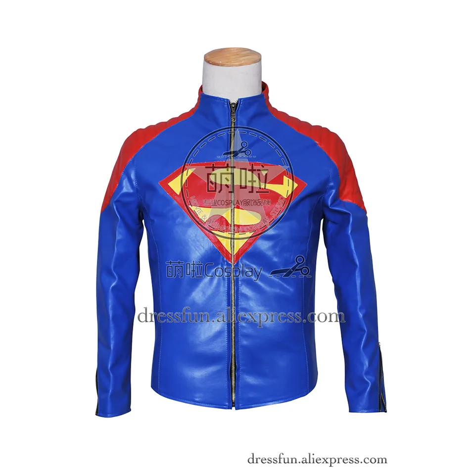 Костюм для косплея Супермена Кларка Кента куртка из искусственной кожи синего