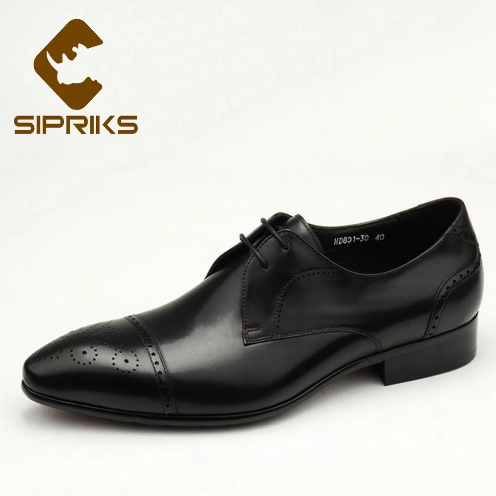 Sipriks итальянские мужские Кожаные броги винтажные черные на шнуровке