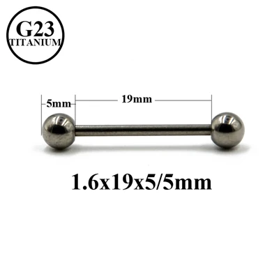 1.6x19x5x5mm BOG-1PC G23-Titanium, Промышленные Штанги, прямой пирсинг-штанга для языка, штанга для пирсинга, пирсинг, ювелирные изделия 14 г 16 г - Окраска металла: 1.6x19x5x5mm