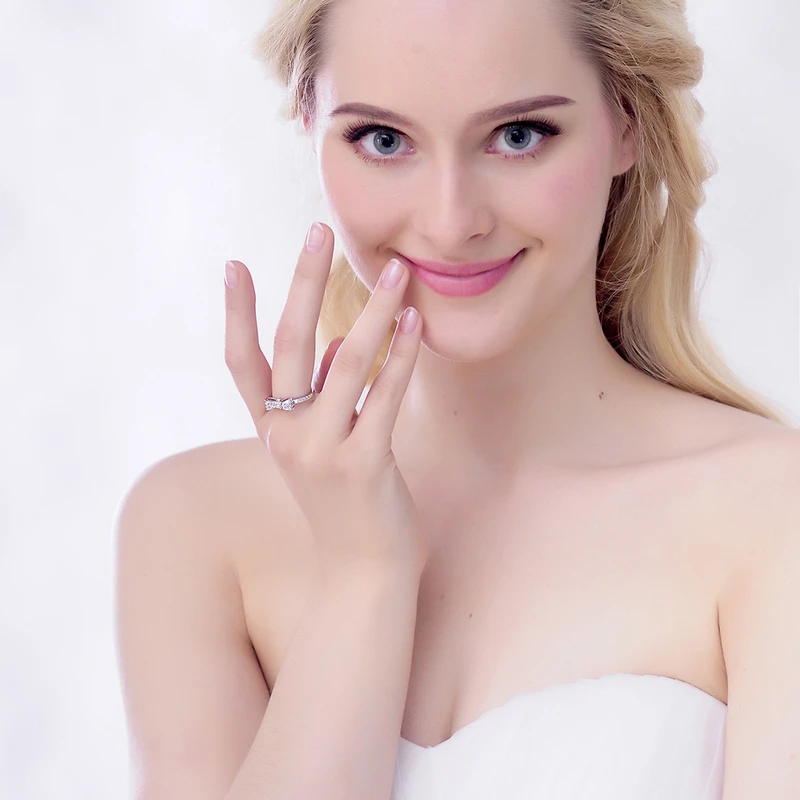 Кольца LZESHINE с красивыми бантами и микроинкрустацией розовым золотом из полных кубических циркониев, романтические для вечеринок, CRI0143-B.