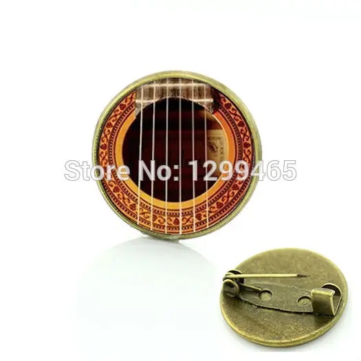 

Best Deals Ever Acoustic Guitar brooch musical instrument pin jewelry musician accessories Art picture Glass medal C 800